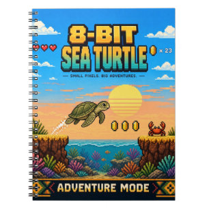 Meeresschildkröte, Retro-8-Bit-Pixelkunst Notizblock