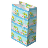 Meeresschildkröte-rosa Aqua-kleine Geschenk-Tasche Kleine Geschenktüte (Rückseite Schrägansicht)