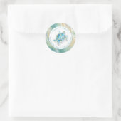 Meeresschildkröte & Rücksendeadresse Strand Cl Runder Aufkleber (Tasche)