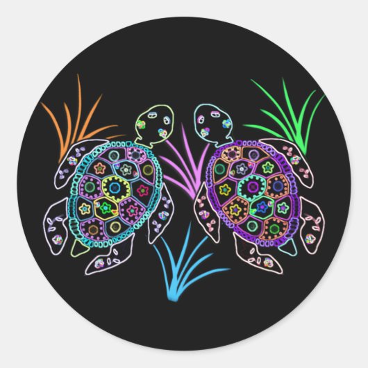 Meeresschildkröte Runder Aufkleber (Vorderseite)