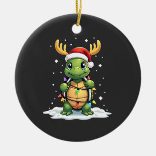 Meeresschildkröte Santa Weihnachtslichter Süße Xma Keramik Ornament