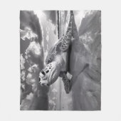 Meeresschildkröte Schwarz-Weiß-Kunst Fleecedecke (Vorderseite)