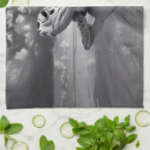 Meeresschildkröte Schwarz-Weiß-Kunst Geschirrtuch (Gefaltet)