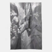 Meeresschildkröte Schwarz-Weiß-Kunst Geschirrtuch (Vertikal)