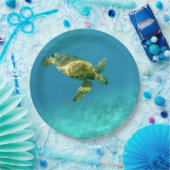 Meeresschildkröte schwimmen im türkisfarbenen Meer Pappteller (Party)