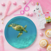 Meeresschildkröte schwimmen im türkisfarbenen Meer Pappteller (Party)