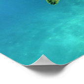 Meeresschildkröte schwimmen im türkisfarbenen Meer Poster (Ecke)