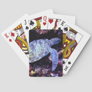 Meeresschildkröte Schwimmen mit Live Coral Spielkarten