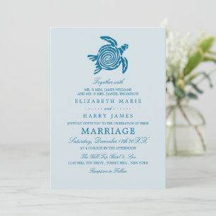 Meeresschildkröte, Sea Blue Beach Hochzeit Einladung