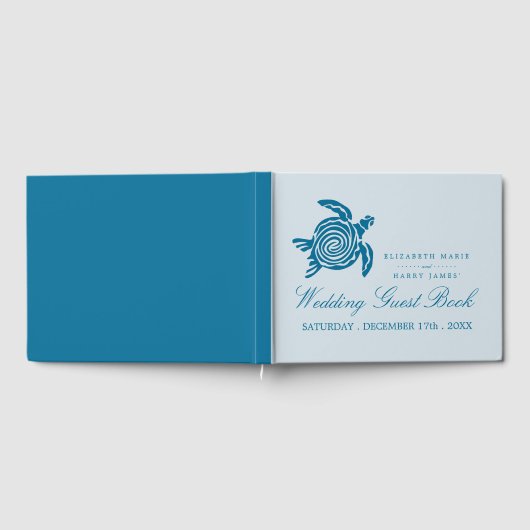 Meeresschildkröte, Sea Blue Beach Hochzeit Gästebuch (Voll)