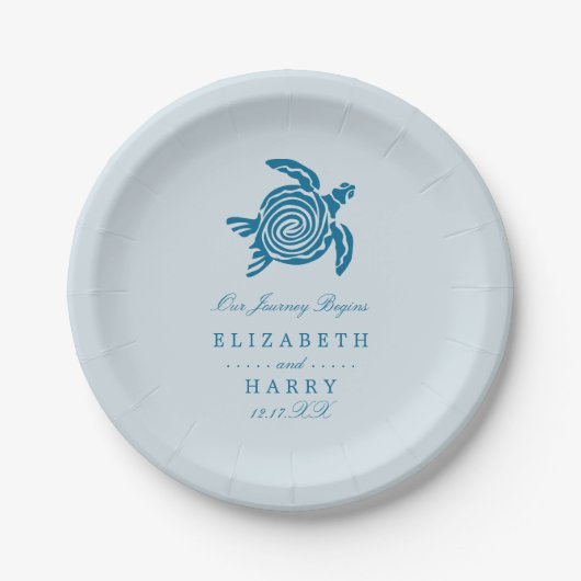 Meeresschildkröte, Sea Blue Beach Hochzeit Pappteller (Vorderseite)