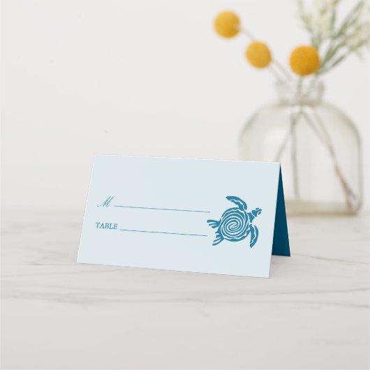 Meeresschildkröte, Sea Blue Beach Hochzeit Platzkarte (Vorderseite)