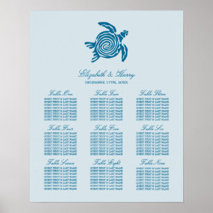Meeresschildkröte, Sea Blue Beach Seekarte Poster