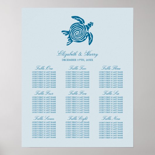 Meeresschildkröte, Sea Blue Beach Seekarte Poster (Vorne)