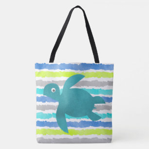 Meeresschildkröte Shibori-Welle und Streifen Tasche