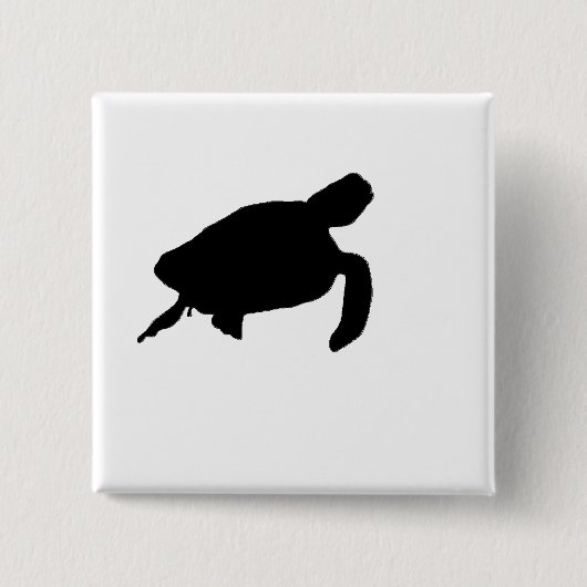 Meeresschildkröte-Silhouette Button (Vorderseite)