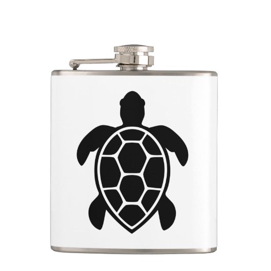 Meeresschildkröte-Silhouette Minimalistisch Flachmann (Vorderseite)