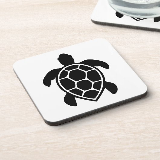 Meeresschildkröte-Silhouette Minimalistisch Getränkeuntersetzer (Linke Seite)