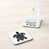 Meeresschildkröte-Silhouette Minimalistisch Getränkeuntersetzer (Rechte Seite)