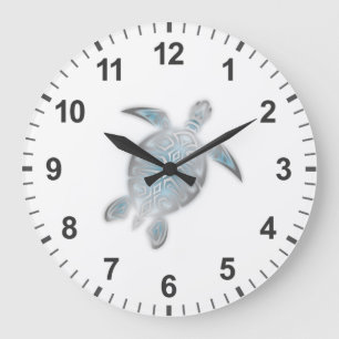 Meeresschildkröte Silver White Coastal Maritime Große Wanduhr