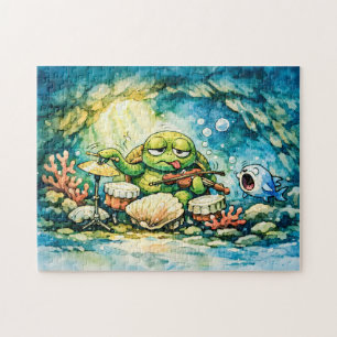 Meeresschildkröte spielt Geige und Muscheln   Puzzle