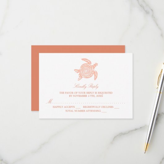 Meeresschildkröte, Strand mit weichem Korallenriff RSVP Karte (Vorderseite/Rückseite Beispiel)