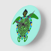 Meeresschildkröte - Tierfreund - Aqua Blue Runde Wanduhr (Winkel)