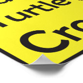 Meeresschildkröte Überqueren Vorsichtskarte Poster (Ecke)