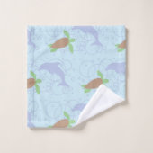 Meeresschildkröte und -Dolphin Badhandtuch Set (Waschlappen)
