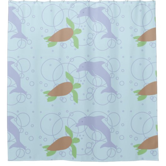 Meeresschildkröte und -Dolphin Duschvorhang (Vorderseite)