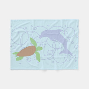 Meeresschildkröte und -Dolphin Fleecedecke