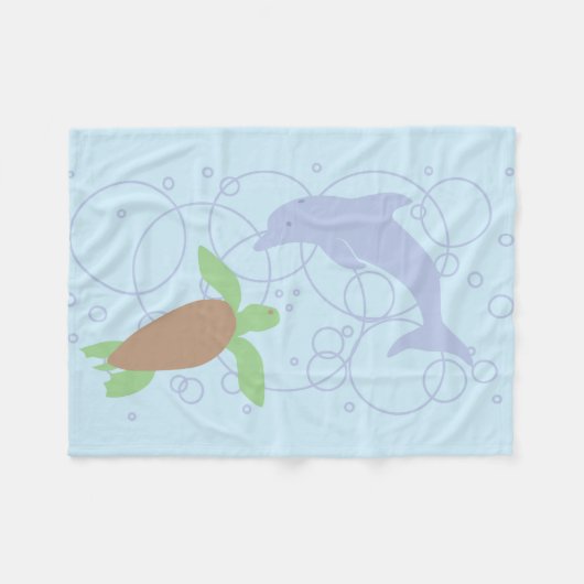 Meeresschildkröte und -Dolphin Fleecedecke (Vorderseite (Horizontal))