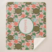 Meeresschildkröte und Hibiskus Rosa Kinderzimmer Sherpadecke (Vorderseite)