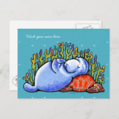 Meeresschildkröte und -manatee postkarte (Vorne/Hinten)