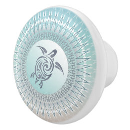 Meeresschildkröte und Mandala Nautic Keramikknauf