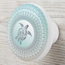 Meeresschildkröte und Mandala Nautic Keramikknauf