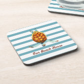 Meeresschildkröte Unser Strandhaus am Dark Aqua St Getränkeuntersetzer (Linke Seite)