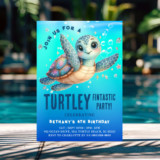 Meeresschildkröte unter dem Meer Geburtstag Einladung