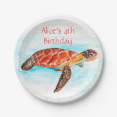 Meeresschildkröte unter dem Meer Geburtstag Pappteller (Vorderseite)