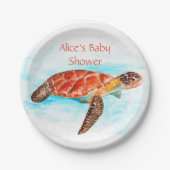 Meeresschildkröte unter der Meerschweindusche Pappteller (Vorderseite)