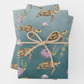 Meeresschildkröte unter einem tiefen Grünen Meer Geschenkpapier Set (Beispiel)
