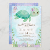 Meeresschildkröte unter einer Kinderdusche Einladung (Vorne/Hinten)