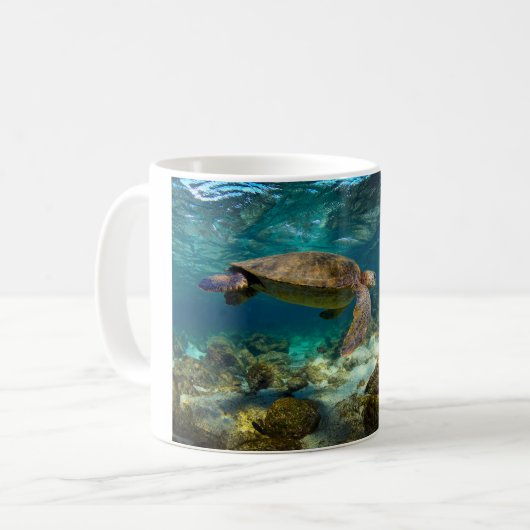 Meeresschildkröte unter Wasser Galapagos Inseln Kaffeetasse (Vorderseite Links)
