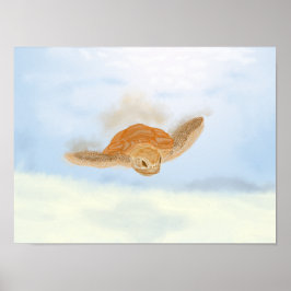 Meeresschildkröte unter Wasser. Poster