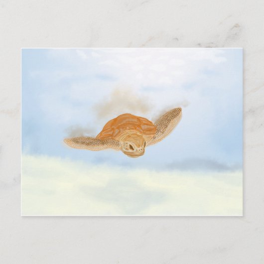 Meeresschildkröte unter Wasser. Postkarte (Vorderseite)