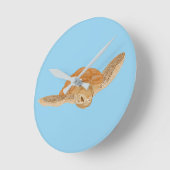 Meeresschildkröte unter Wasser - transparent. Runde Wanduhr (Winkel)