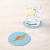 Meeresschildkröte unter Wasser - transparent. Runder Pappuntersetzer (Vor Ort)