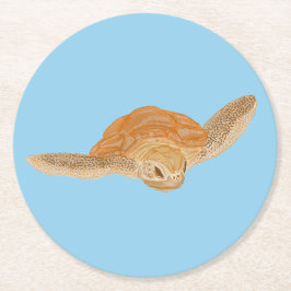 Meeresschildkröte unter Wasser - transparent. Runder Pappuntersetzer