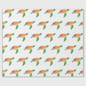 Meeresschildkröte Unterhalb des Meeres Wasserfarbe Geschenkpapier (Flach)