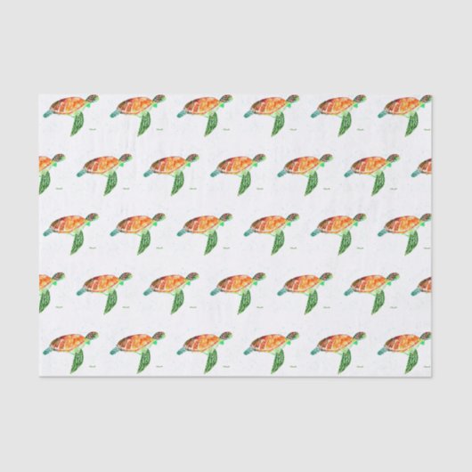 Meeresschildkröte Unterhalb des Meeres Wasserfarbe Seidenpapier (Vorderseite)